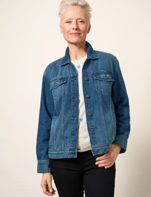 White Stuff Womens Denim Jacket - 10REG - Med Blue Denim, Med Blue Denim