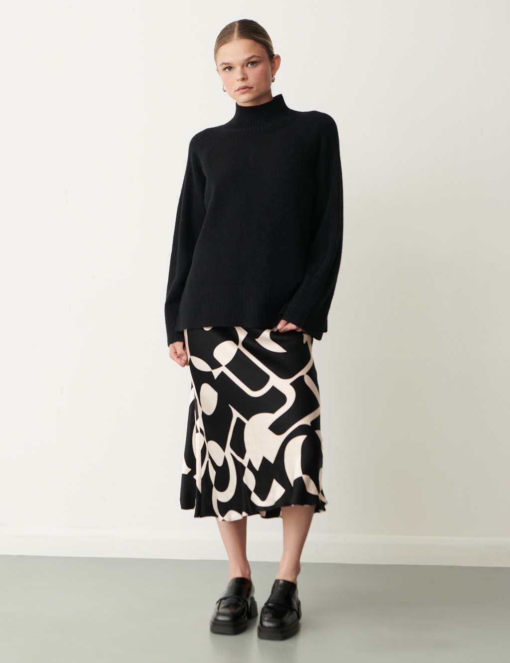 Printed Midi Slip Skirt