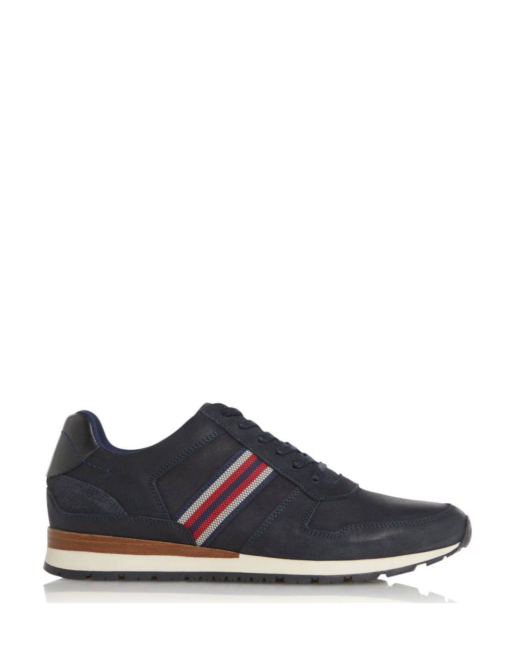 Leather Lace Up Side Stripe Trainers image 1