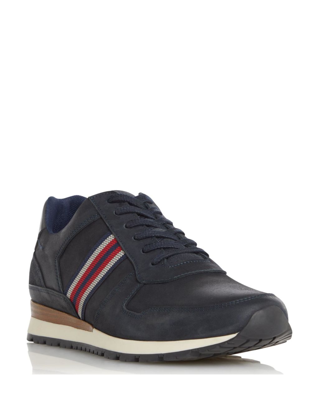 Leather Lace Up Side Stripe Trainers image 2