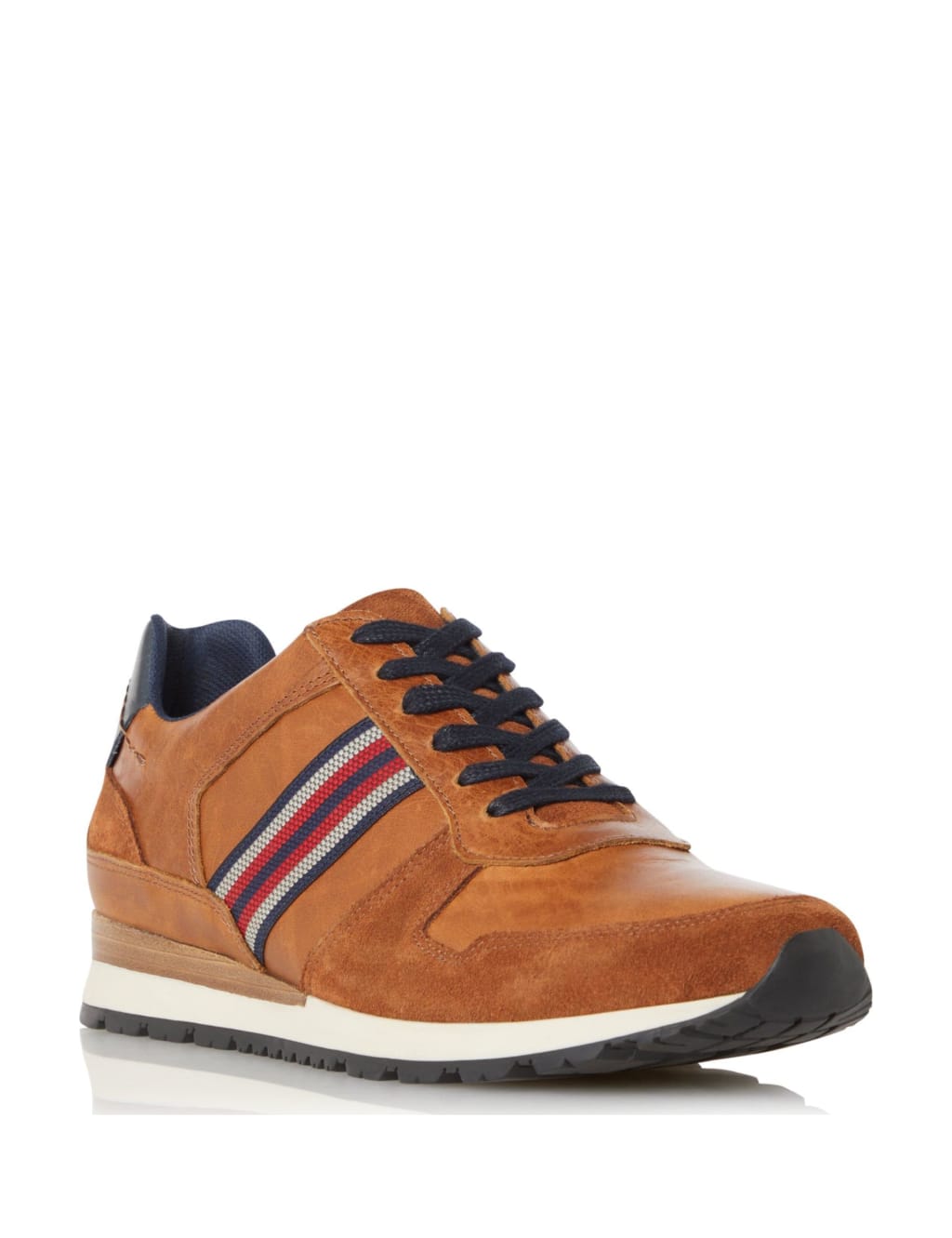 Leather Lace Up Side Stripe Trainers image 2