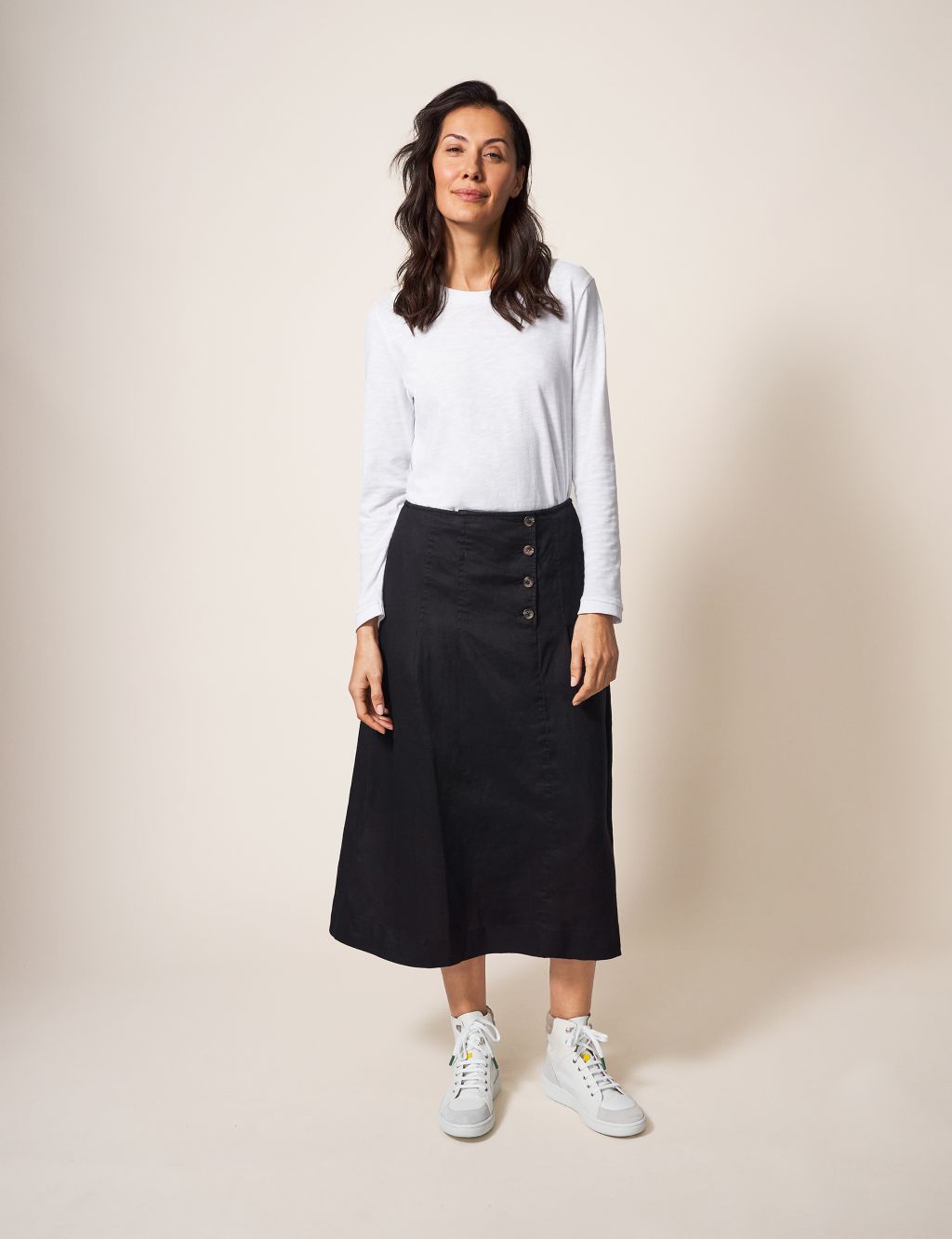 Pure Linen Midi Wrap Skirt image 1