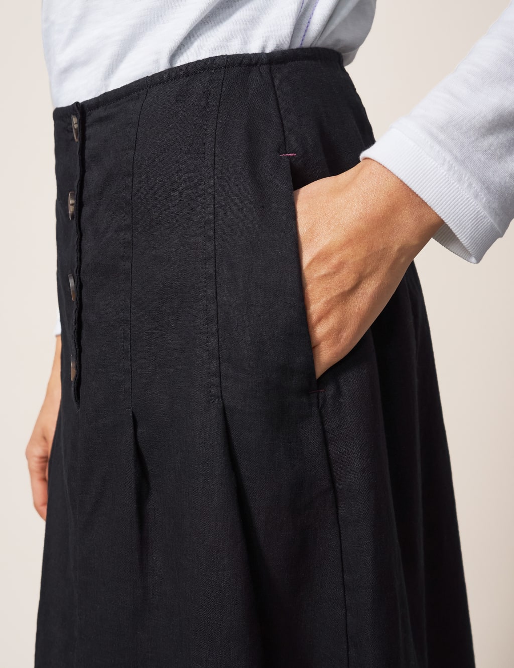 Pure Linen Midi Wrap Skirt image 4