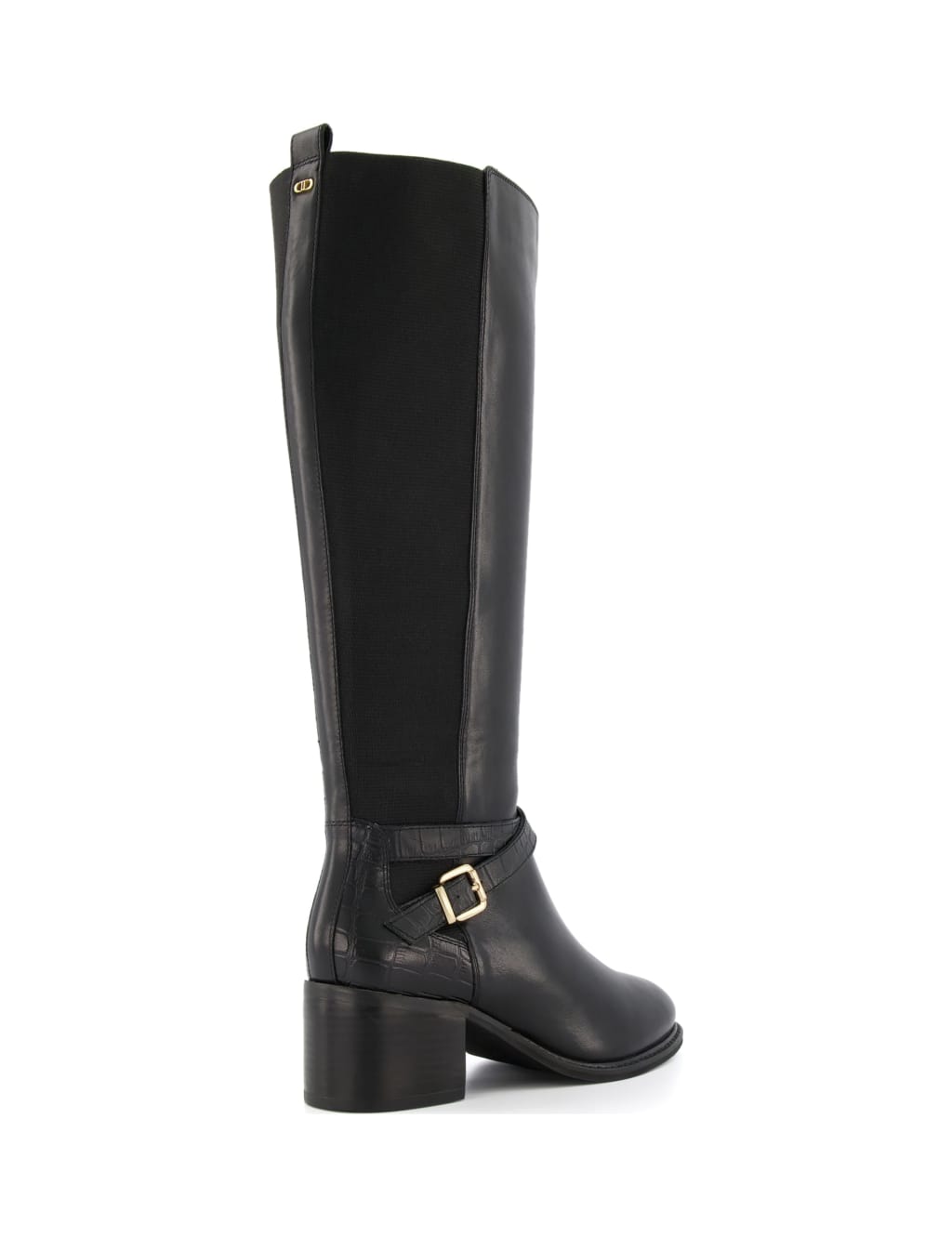 Leather Buckle Block Heel Knee High Boots image 4