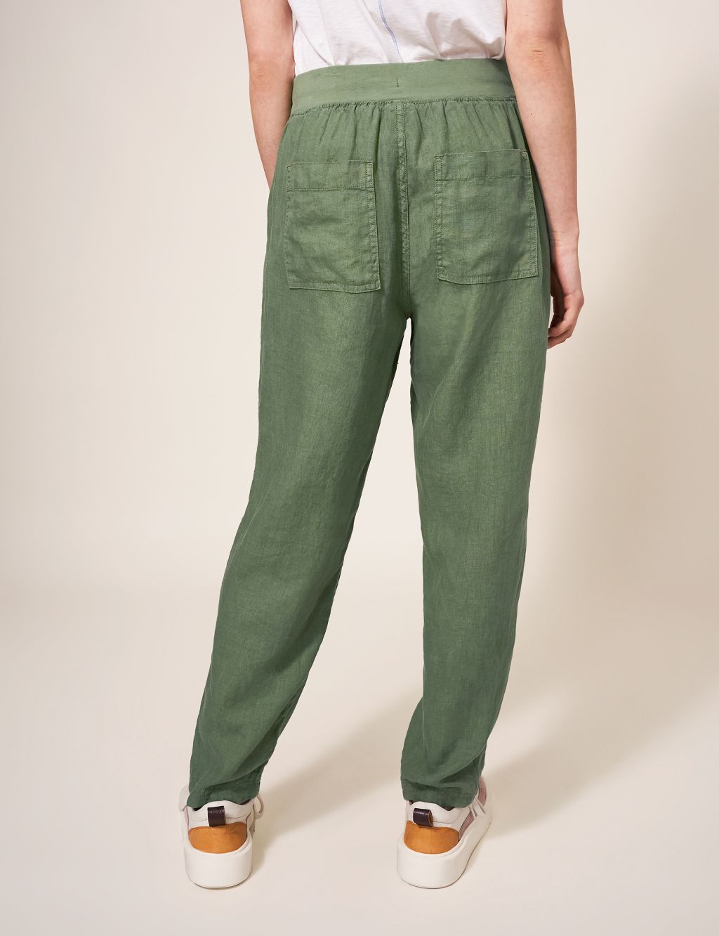 Pure Linen Slim Fit Cropped Trousers image 3