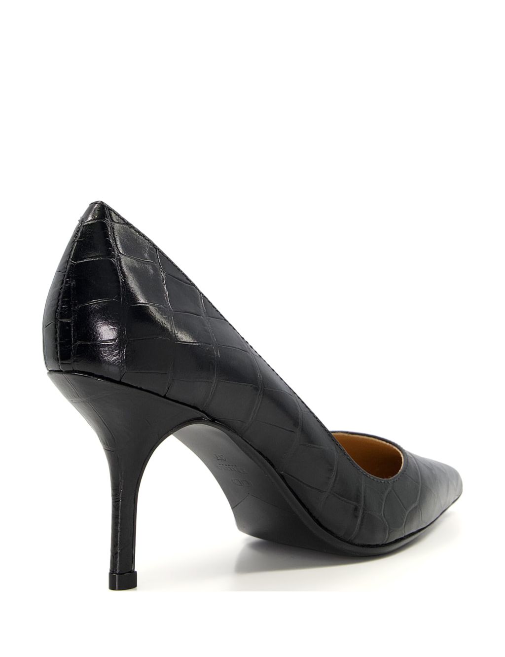 Leather Croc Stiletto Pointed Court Shoes image 4
