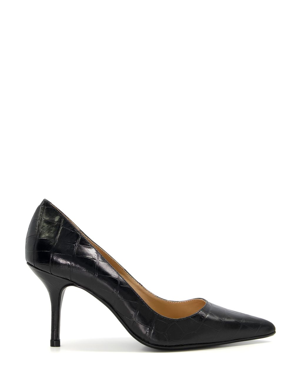 Leather Croc Stiletto Pointed Court Shoes image 2