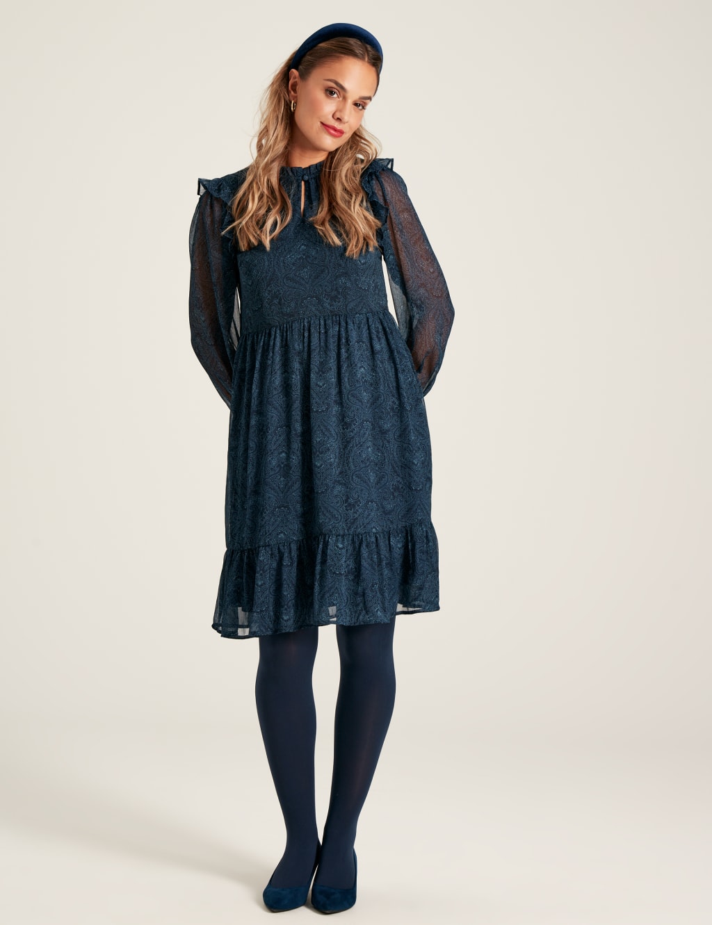 Printed Frill Detail Knee Length Swing Dress image 5