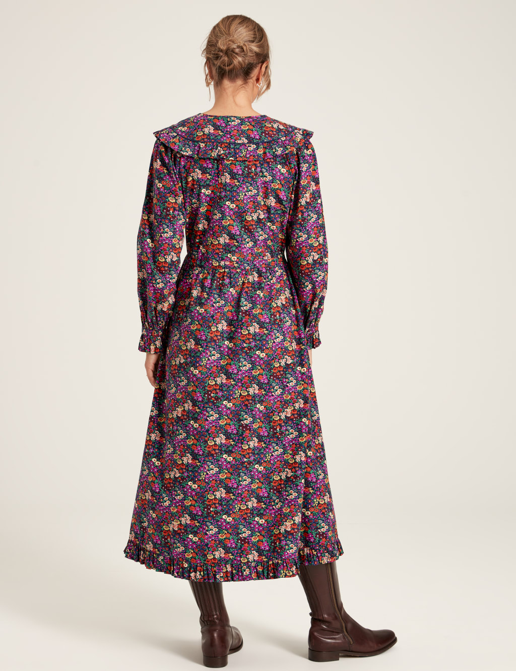 Pure Cotton Ditsy Floral Midi Waisted Dress image 4