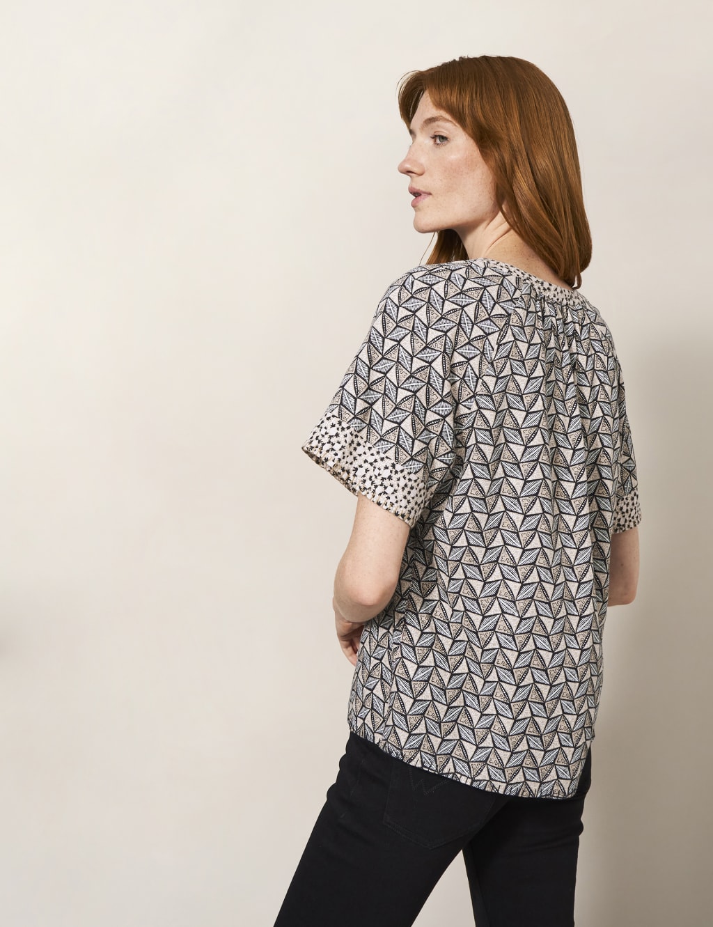 Linen Blend Printed Top image 3