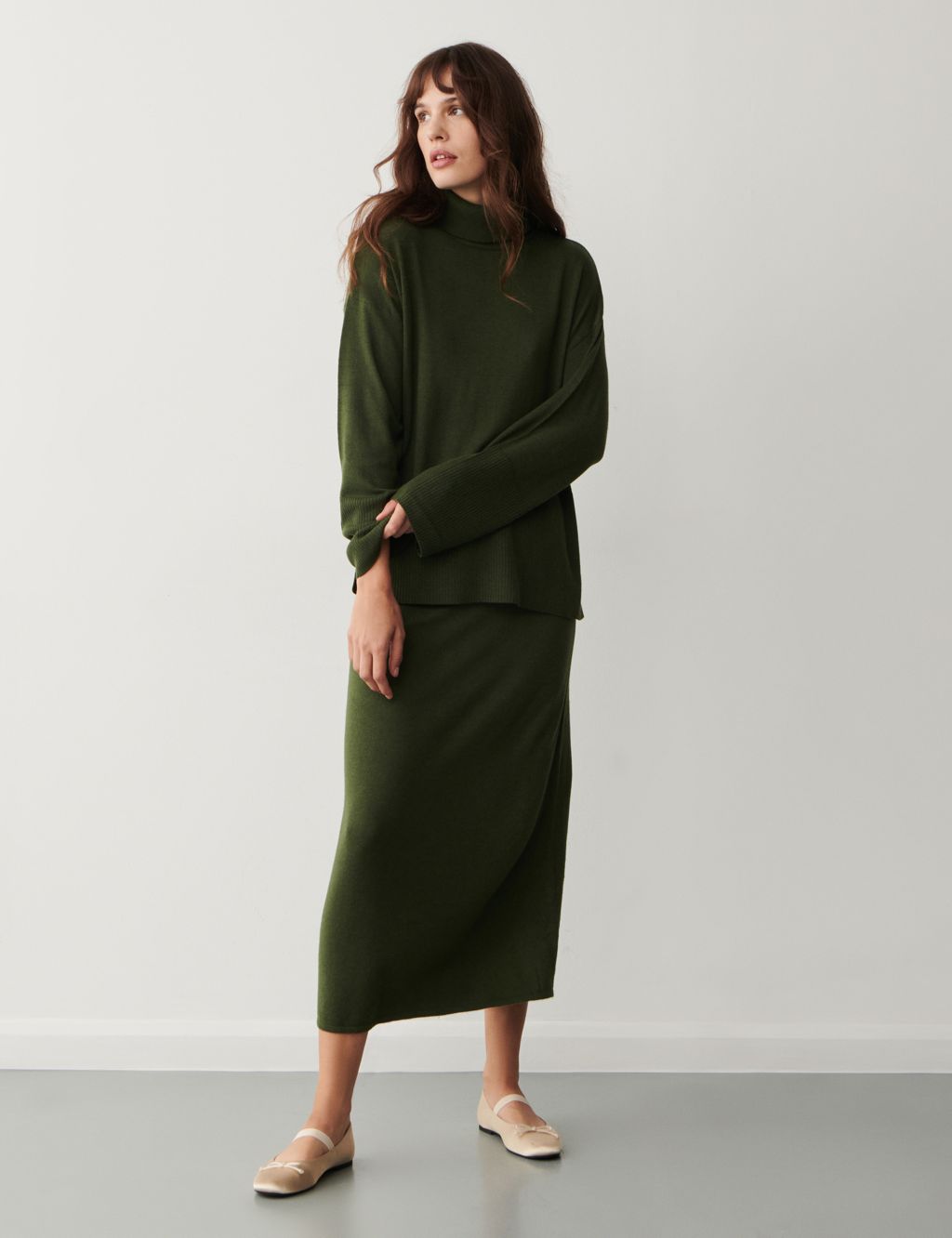 Knitted Midi A-Line Skirt