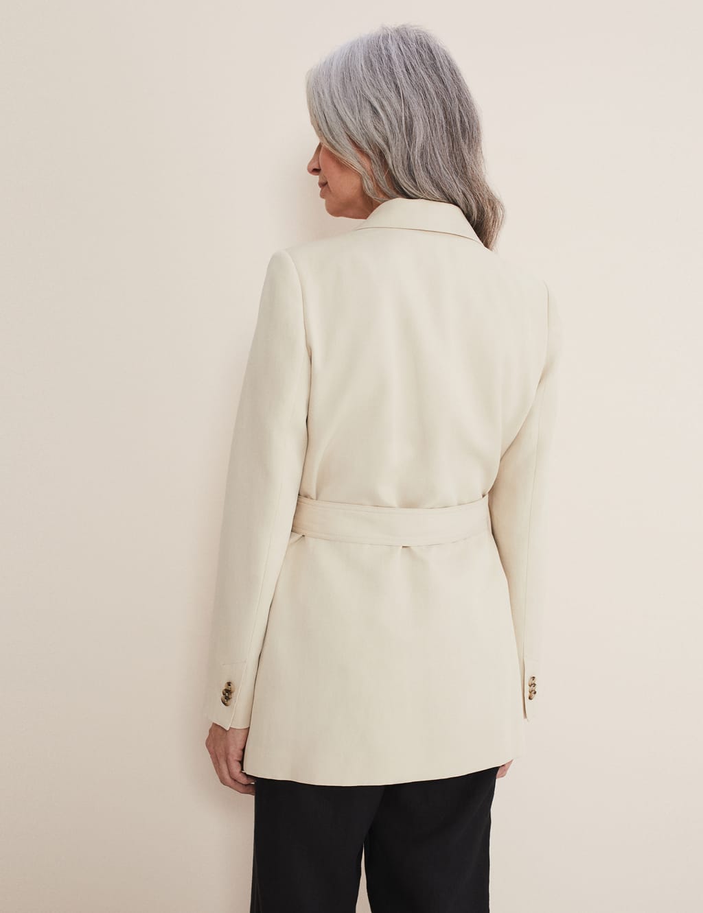 Relaxed Belted Blazer with Linen image 3