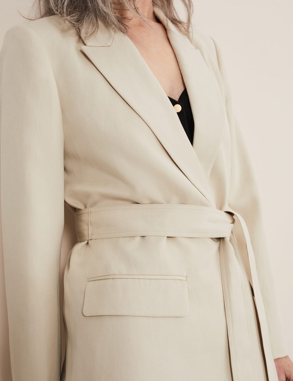 Relaxed Belted Blazer with Linen image 5