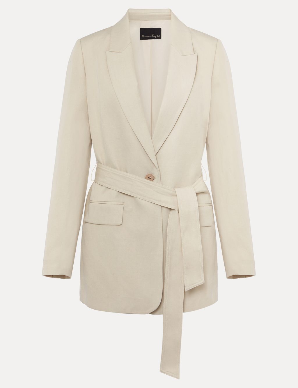 Relaxed Belted Blazer with Linen image 2