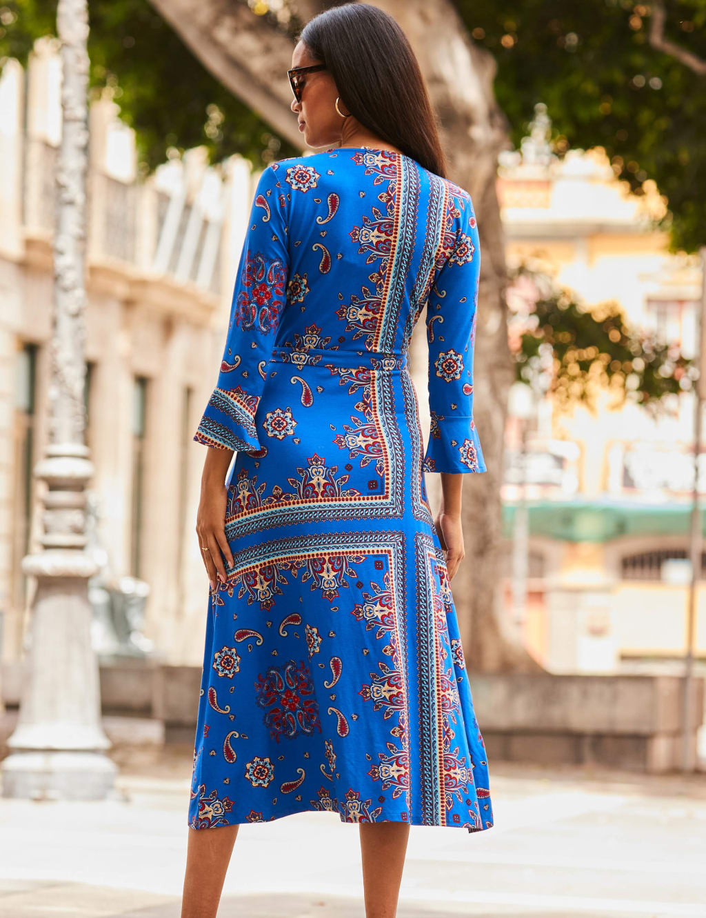 Print Split Detail Jersey Midi Dress image 4