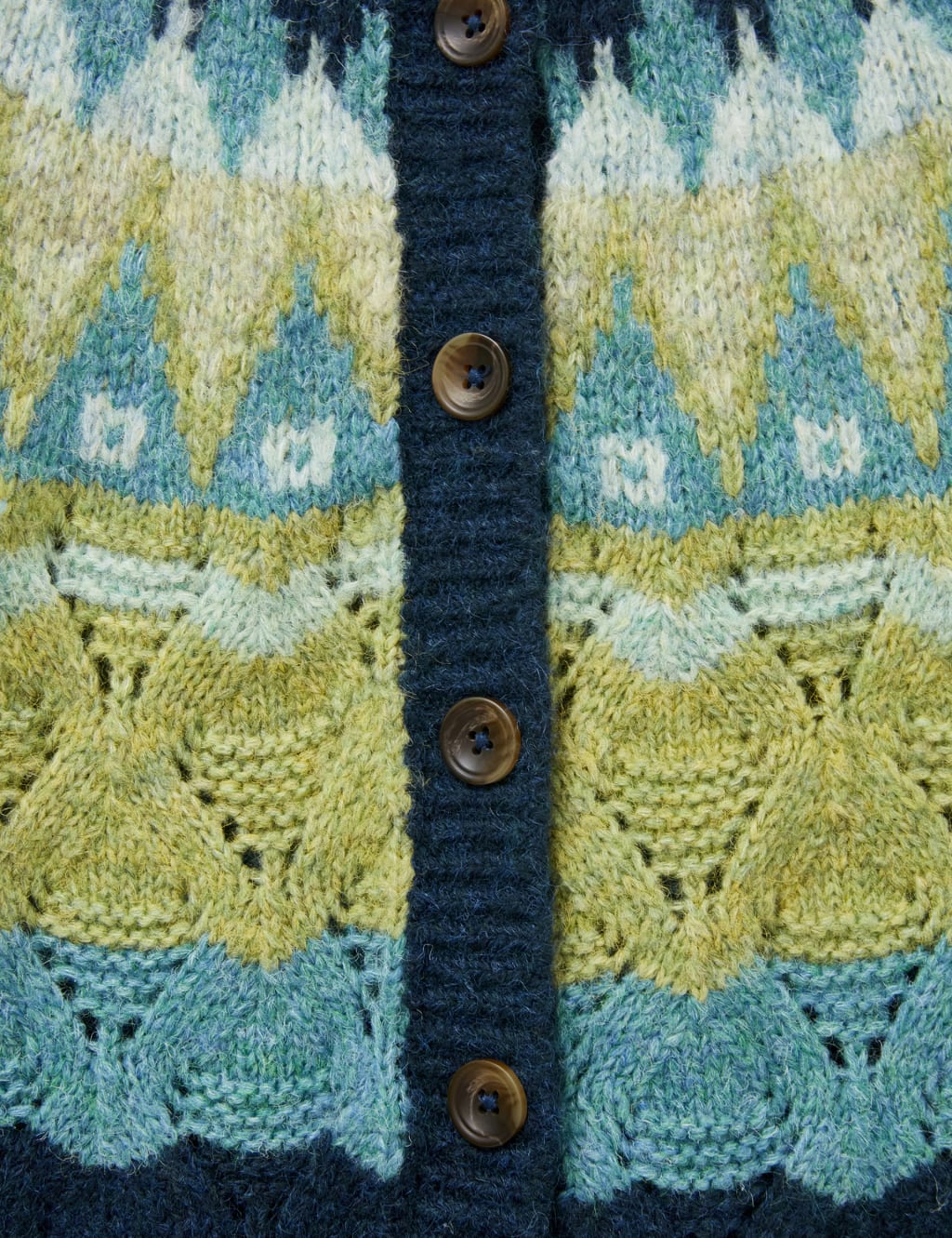 Cable Knit Fair Isle Cardigan with Wool image 6