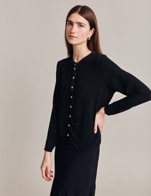 Ghost Women's Round Neck Button Through Blouse - XL - Black, Black