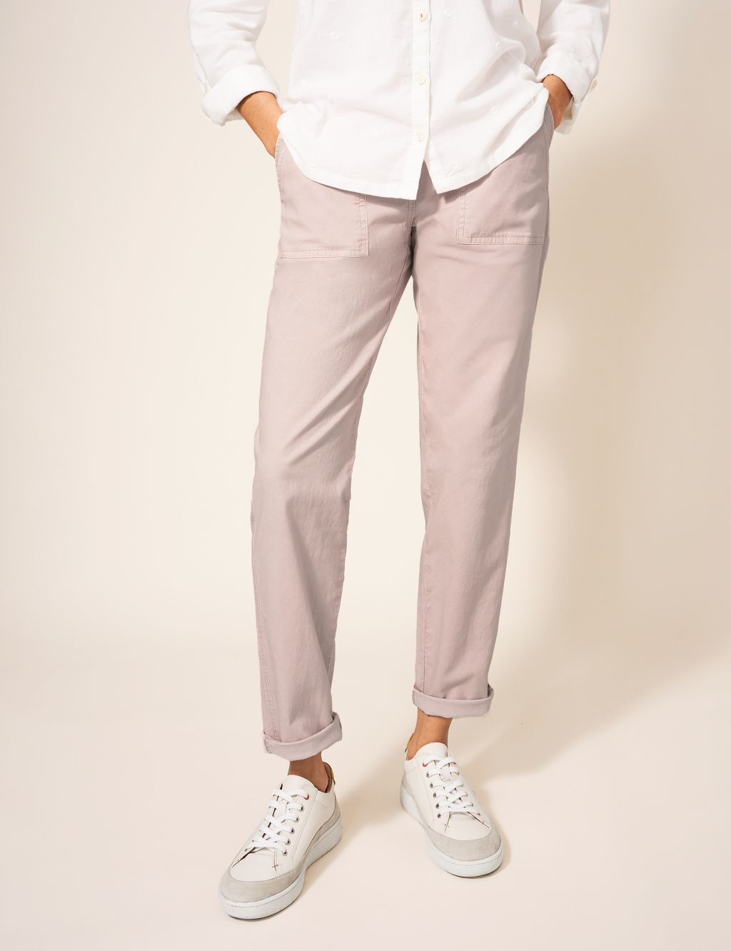Cotton Rich Chinos with Linen image 2