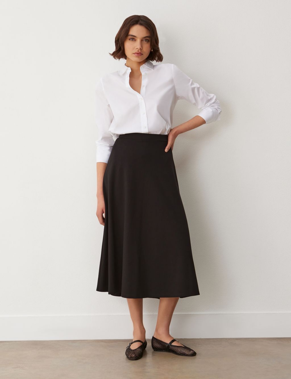 Jersey Midi A-Line Skirt