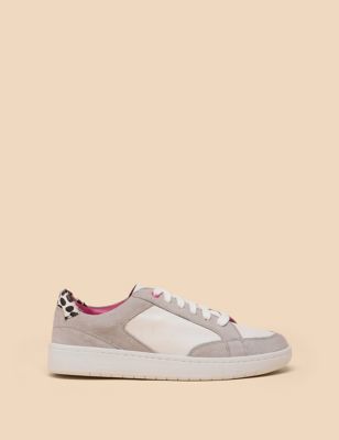 White Stuff Womens Leather Lace Up Colour Block Trainers - 4 - White Mix, White Mix
