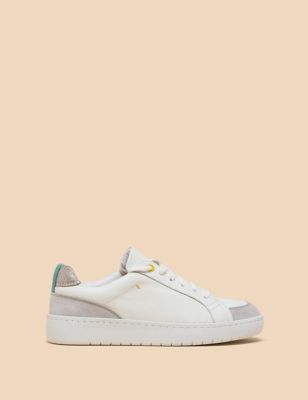 White Stuff Womens Leather Lace Up Colour Block Trainers - 5 - White Mix, White Mix