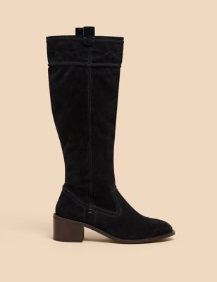 Suede Block Heel Knee High Boots | White Stuff | M&S