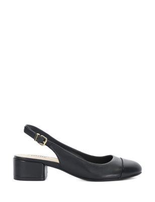 Dune London Women's Leather Block Heel Slingback Shoes - 5 - Black, Black,Blush
