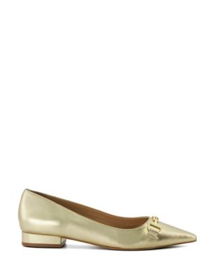 Dune London Womens Leather Metallic Chain Detail Pointed Pumps - 6 - Gold, Gold,Black,Green