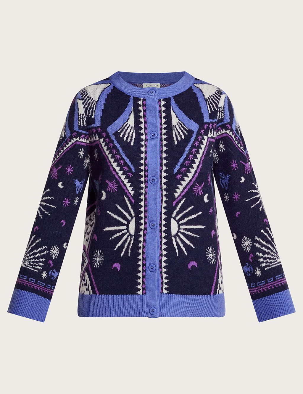 Sun and Moon Patterned Crew Neck Cardigan image 2