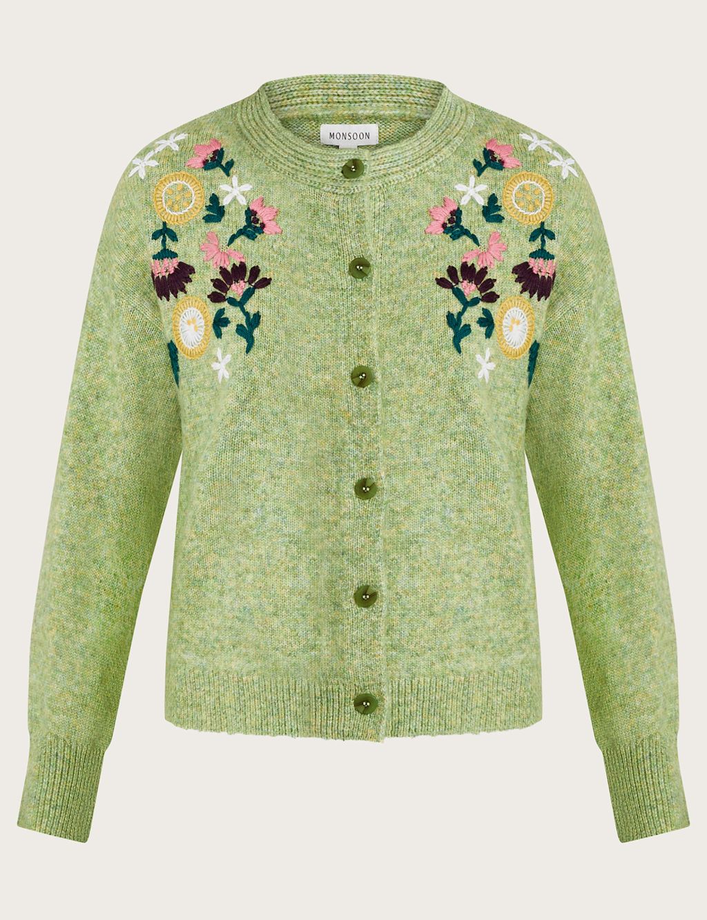 Recycled Blend Embroidered Crew Neck Cardigan image 2