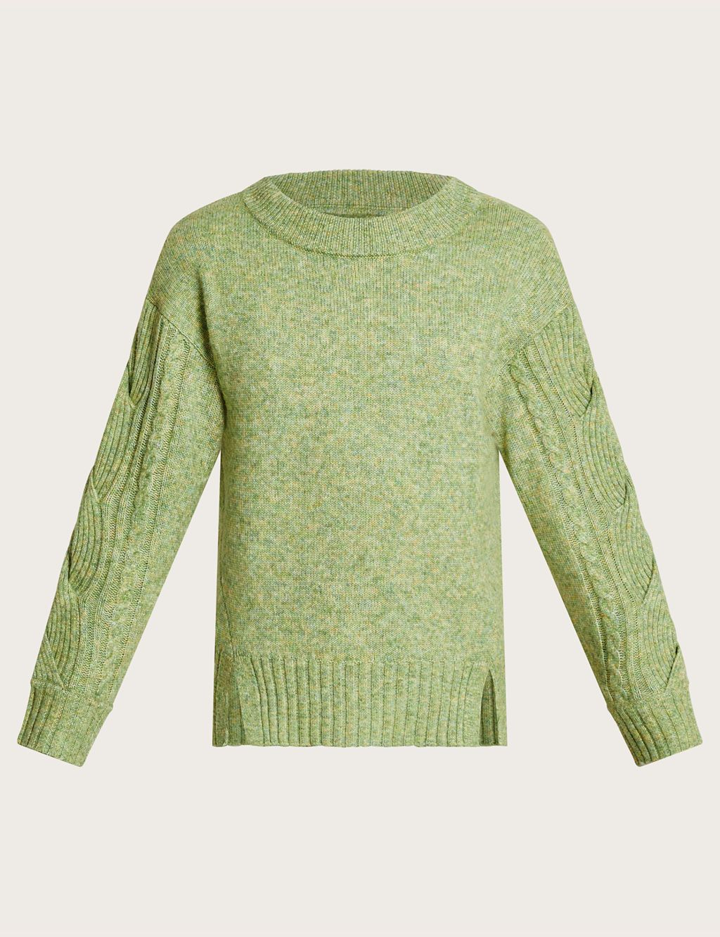 Recycled Blend Cable Knit Crew Neck Jumper image 2