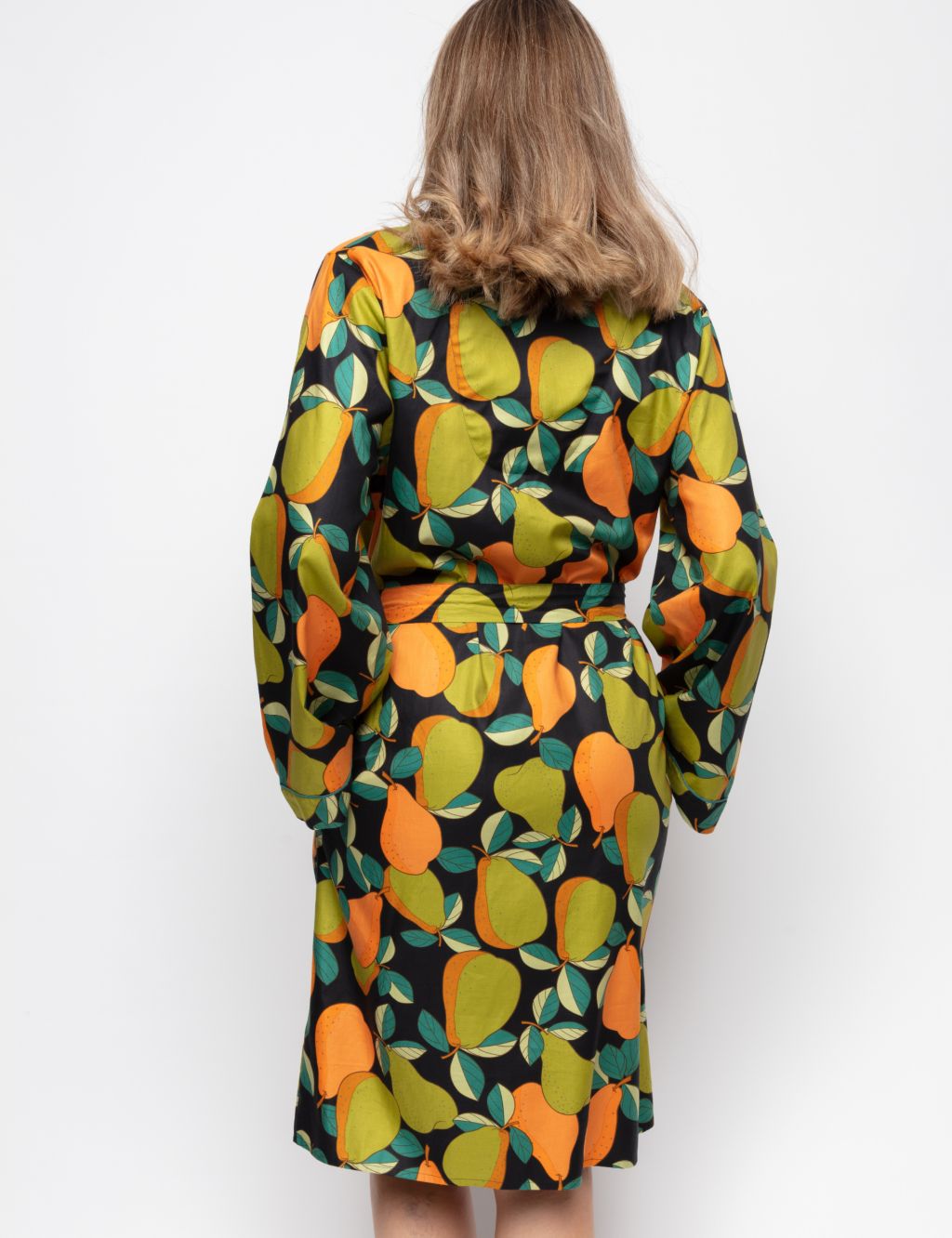 Cotton Modal Pear Print Short Dressing Gown image 2