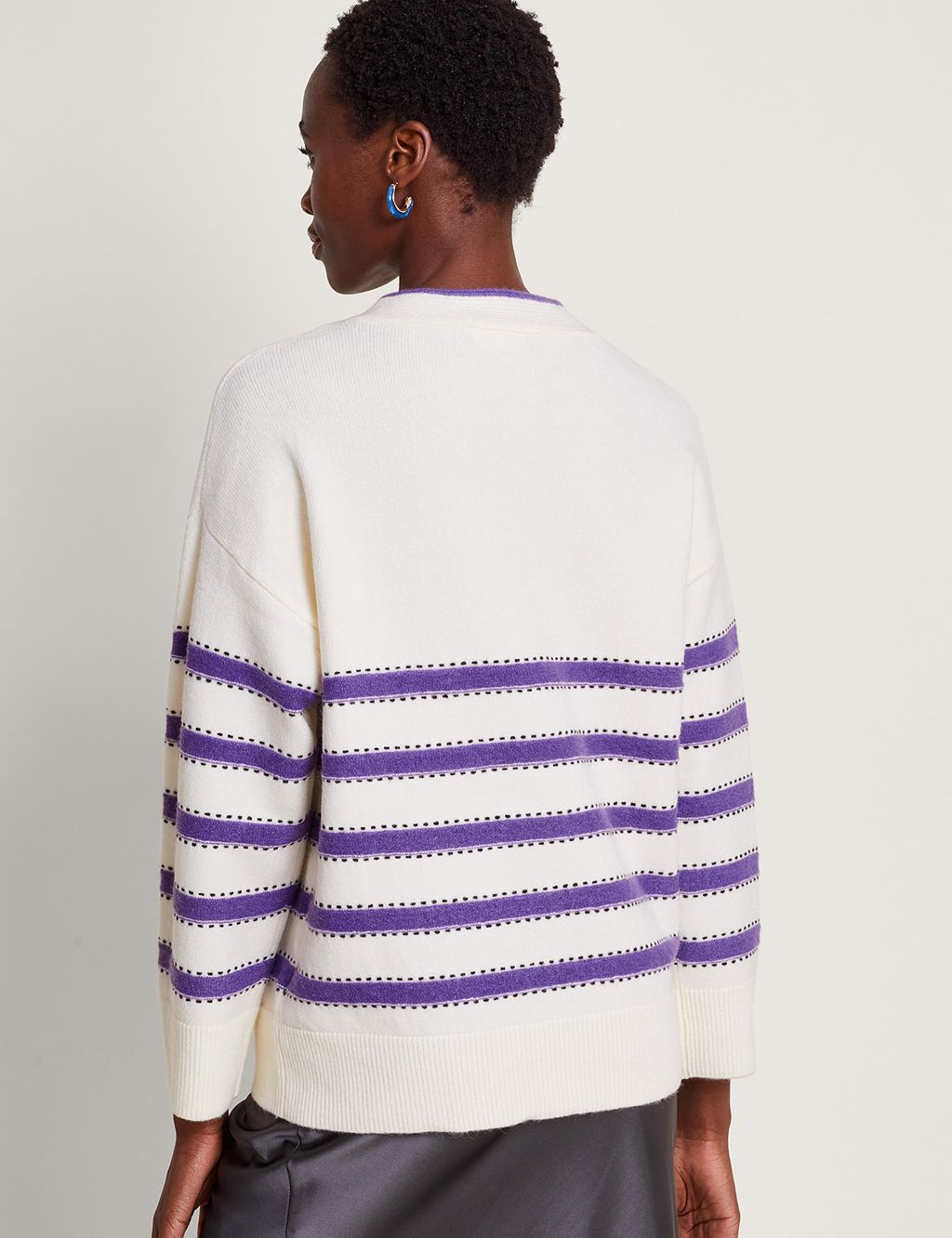 Recycled Blend Striped Crew Neck Jumper image 3