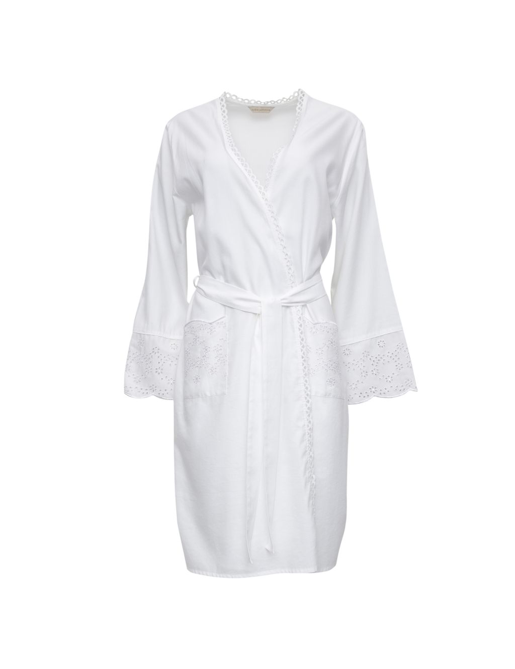 Cotton Modal Broderie Short Dressing Gown image 2