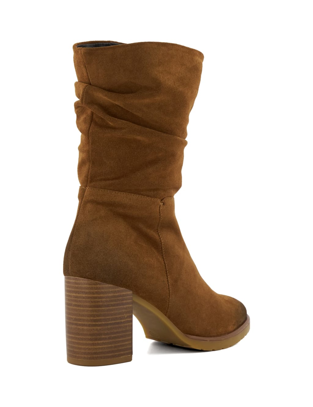 Suede Block Heel Round Toe Boots image 4