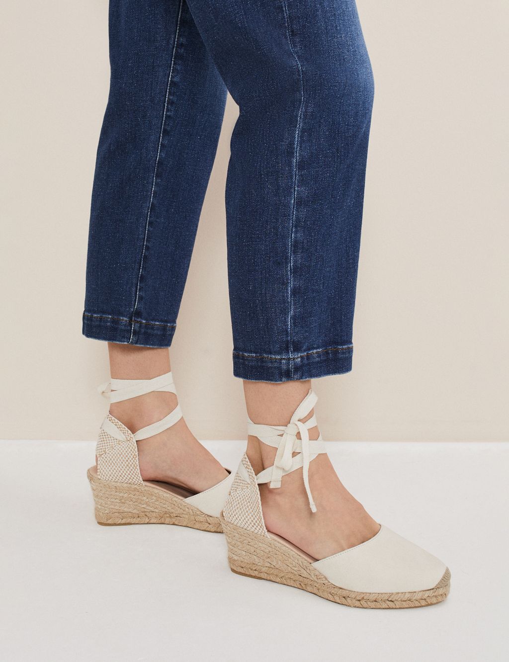 Suede Ankle Strap Wedge Espadrilles