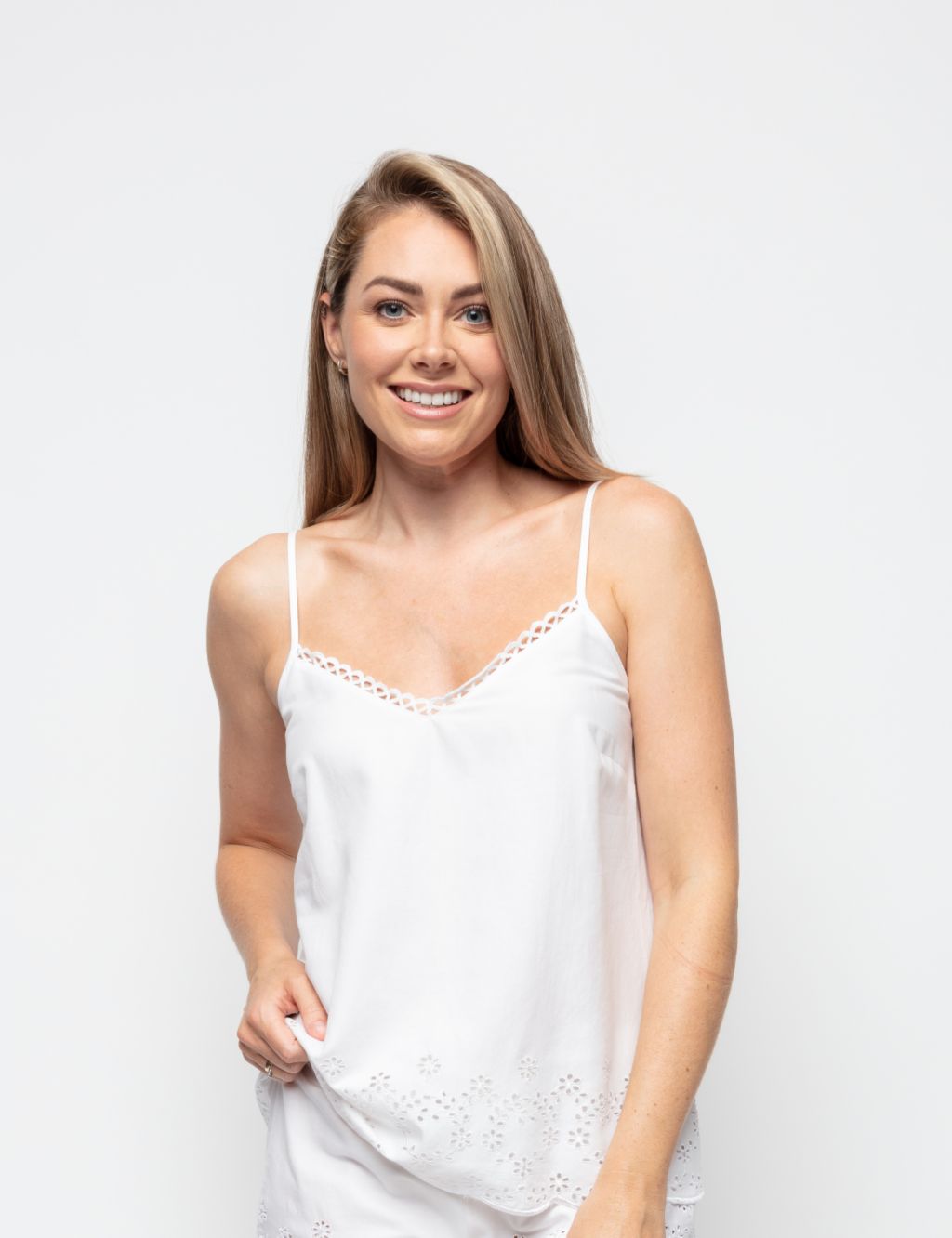 Cotton Modal Broderie Cami Top image 1
