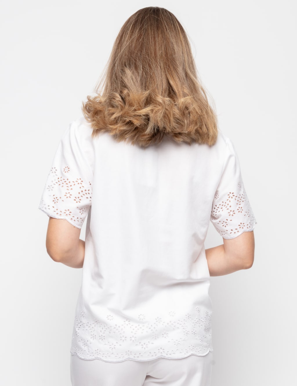 Cotton Modal Broderie Pyjama Top image 4