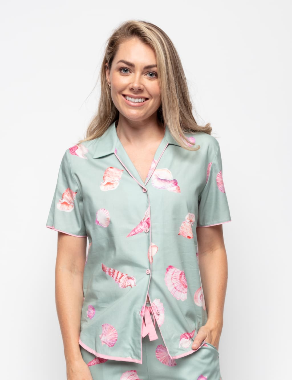 Cotton Modal Shell Print Pyjama Top image 1