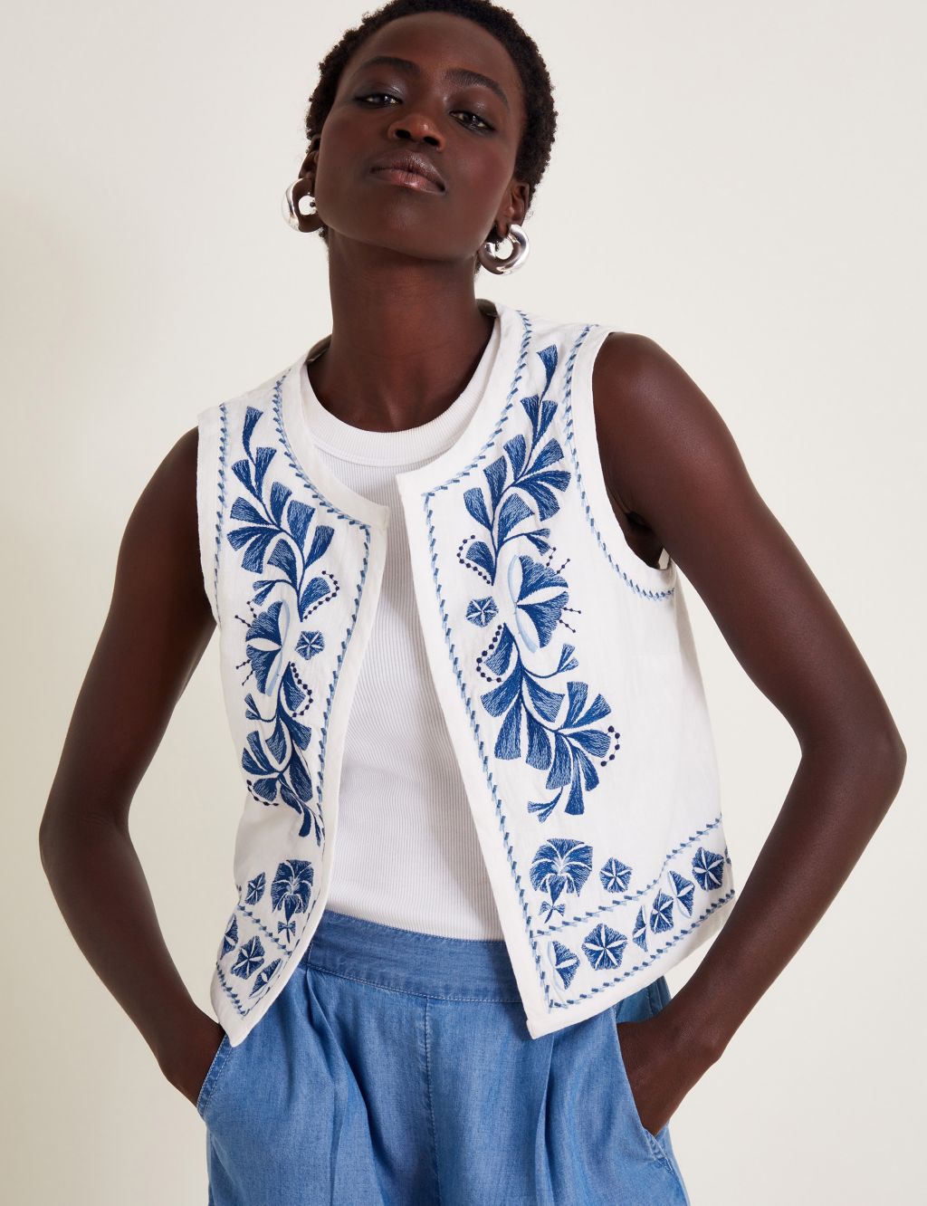 Pure Cotton Embroidered Waistcoat