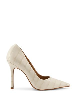 Dune London Womens Leather Croc Stiletto Heel Pointed Shoes - 5 - Cream, Cream