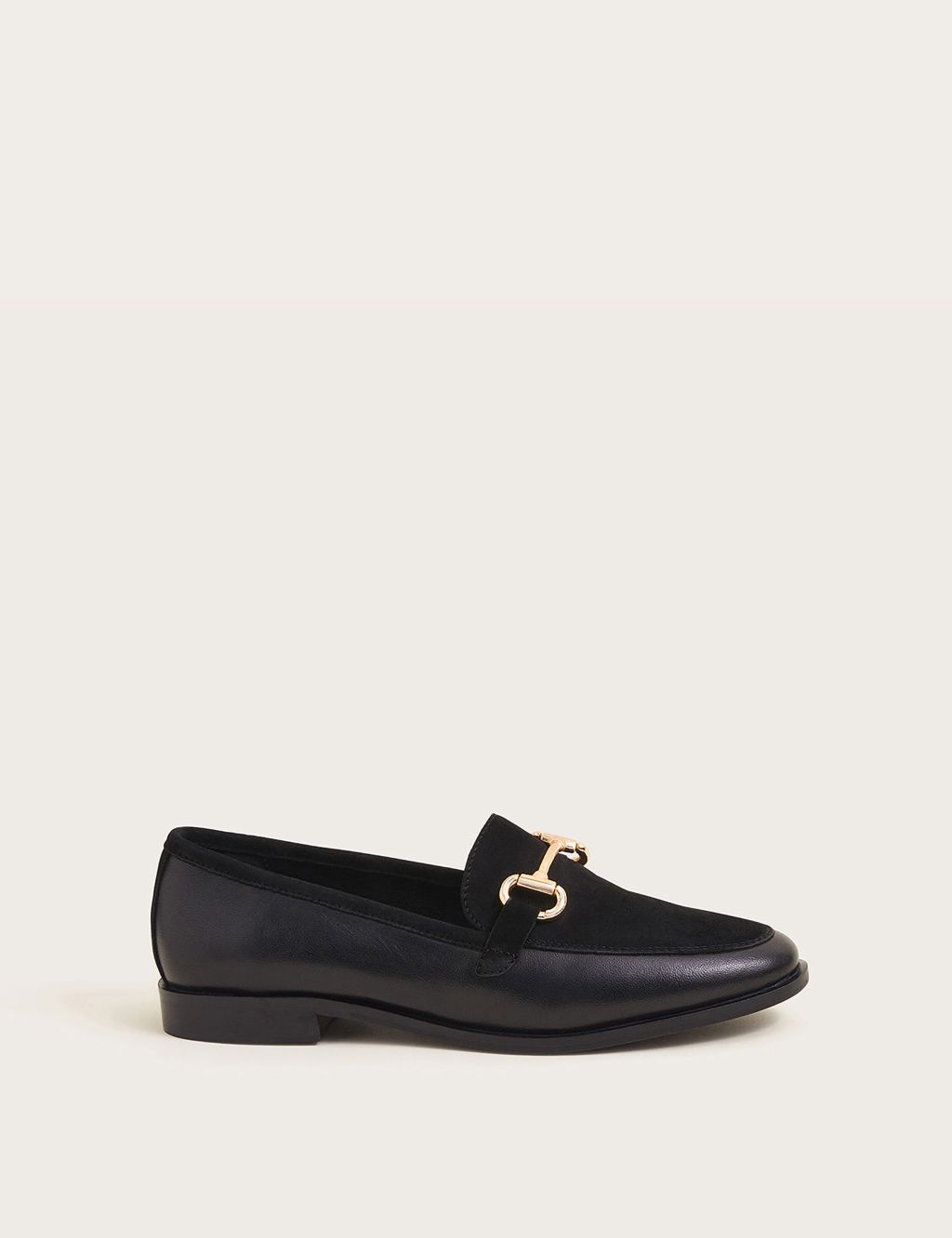 Leather Bar Block Heel Loafers