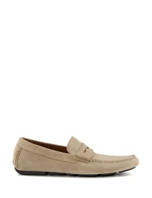Dune London Mens Suede Slip-On Loafers - 7 - Natural, Natural