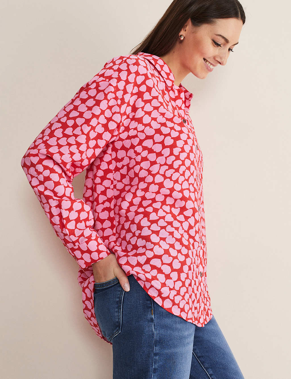 Heart Print Collared Shirt image 3