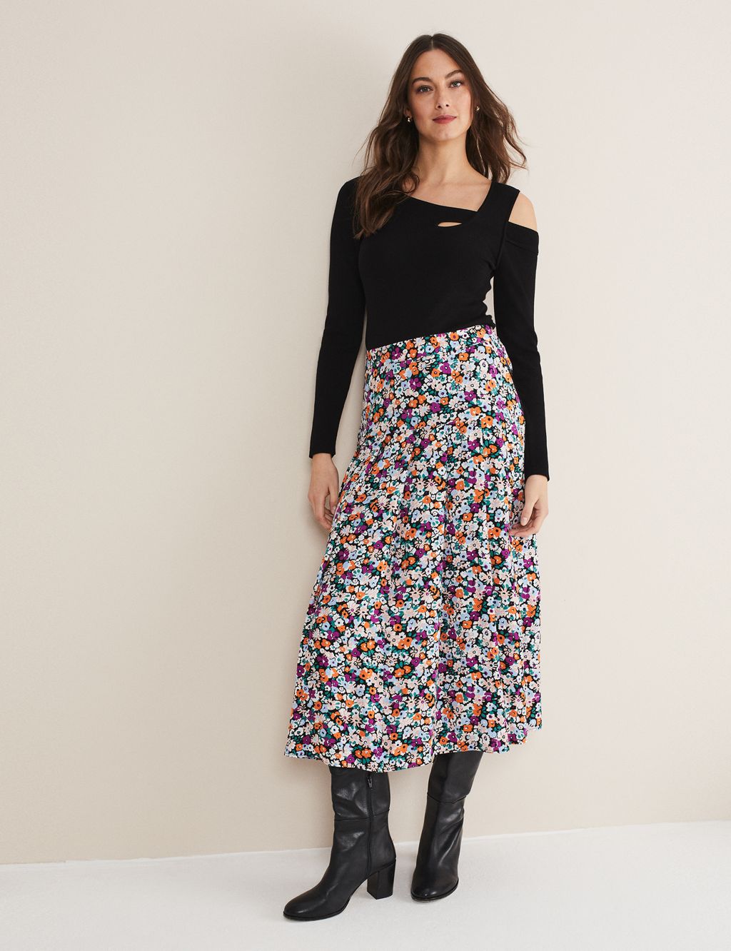 Floral Pleated Midi Skirt image 1