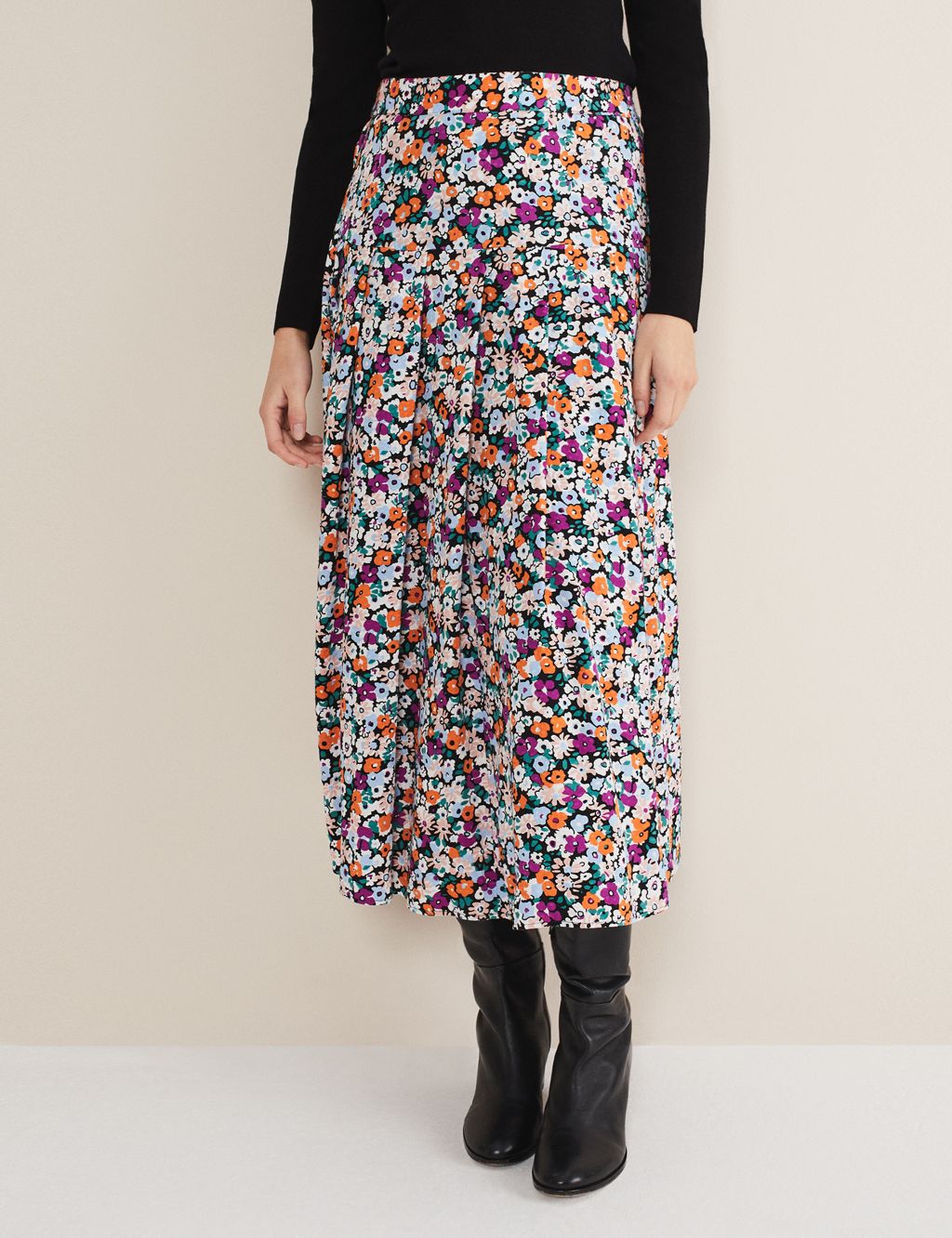 Floral Pleated Midi Skirt image 2