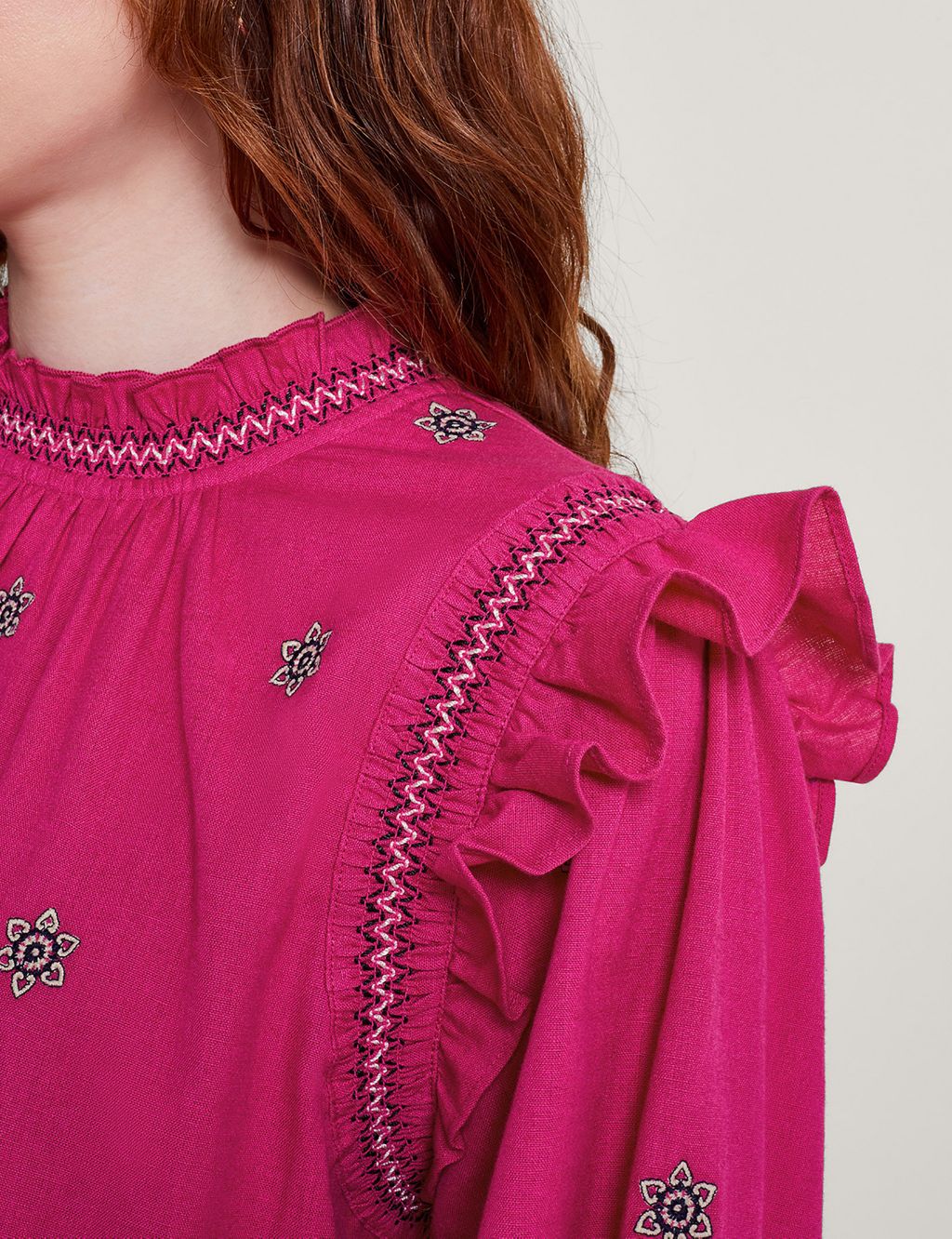 Pure Cotton Embroidered High Neck Blouse image 5