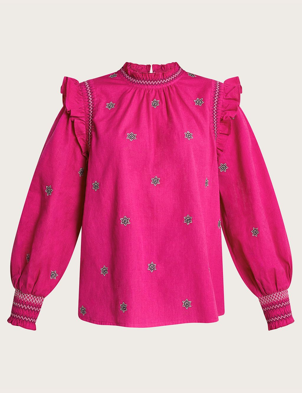 Pure Cotton Embroidered High Neck Blouse image 2