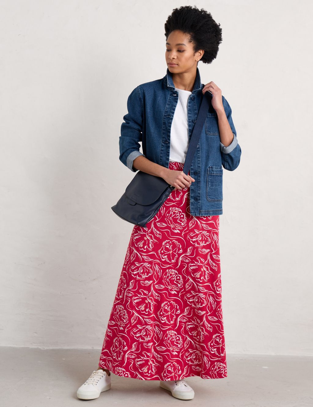 Cotton Rich Floral Maxi A-Line Skirt
