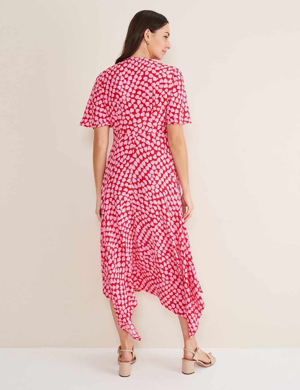 Heart Print V-Neck Midi Tea Dress image 5